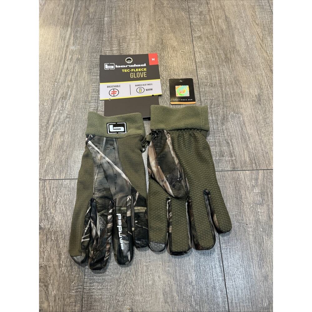 Banded Mens Tec Fleece Gloves Size Medium True Timber Camo Breathable Outdoor